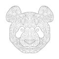 Ethnic Zentagle Ornate Hand Drawn Panda Head. Black and White Ink Doodle Vector Illustration. Sketch for Tattoo, Poster, Print or Royalty Free Stock Photo