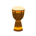 Ethnical colorful drum vector illustration. Brazilian or African beat musical instrument isolated on white background Royalty Free Stock Photo