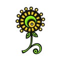 ethnically stylized bright dandelion flower, vector