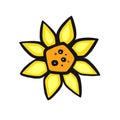 ethnically stylized bright orange sunflower, vector