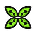 ethnically stylized green clover leaf, vector
