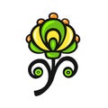 ethnically stylized orange indian bright flower vector