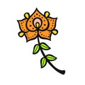 ethnically stylized orange lotus flower, vector