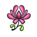 ethnically stylized pink fuchsia flower bud with petals, vector