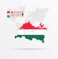 The ethnicities in Tatarstan, ethnic group Hungarians ethnic groups. Map Tatarstan combined with Hungarians ethnic groups flag Royalty Free Stock Photo