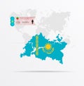 The ethnicities in Tatarstan, ethnic group Kazakhs ethnic groups. Map Tatarstan combined with Kazakhs ethnic groups flag Royalty Free Stock Photo