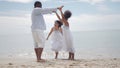 Ethnicity Happy Family Africans Enjoy playing on the beach summer vacation time Royalty Free Stock Photo