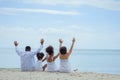 Ethnicity Happy Family Africans Enjoy relaxation resting on the beach summer vacation time Royalty Free Stock Photo