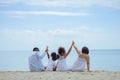 Ethnicity Happy Family Africans Enjoy relaxation resting on the beach summer vacation time Royalty Free Stock Photo