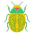 Folk art beetle. Colorado potato beetle. Isolate on white background.