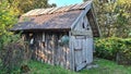 Ethnographic wooden buildings on the seashore in which fishermen kept their fishing gear