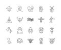 Ethnology line icons, signs, vector set, outline illustration concept