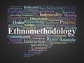 Ethnomethodology Word Cloud. Core Concepts on Social Interaction and Everyday Practices Royalty Free Stock Photo