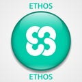 Ethos Coin cryptocurrency blockchain icon. Virtual electronic, internet money or cryptocoin symbol, logo