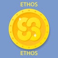 Ethos Coin cryptocurrency blockchain icon. Virtual electronic, internet money or cryptocoin symbol, logo