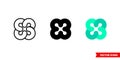 Ethos cryptocurrency icon of 3 types color, black and white, outline. Isolated vector sign symbol