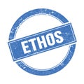 ETHOS text on blue grungy round stamp