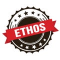 ETHOS text on red brown ribbon stamp