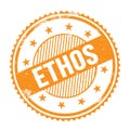 ETHOS text written on orange grungy round stamp