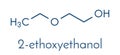 2-ethoxyethanol solvent molecule. Can dissolve many types of molecules and is thus used in cleaning products, degreasing solutions Royalty Free Stock Photo