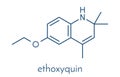 Ethoxyquin antioxidant food preservative molecule. Also used to control scald on pears. Skeletal formula. Royalty Free Stock Photo