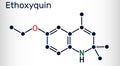 Ethoxyquin, EMQ,  antioxidant  E324 molecule. It is a quinoline used as a food preservative. Skeletal chemical formula Royalty Free Stock Photo