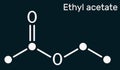 Ethyl acetate, ethyl ethanoate, C4H8O2 molecule. It is acetate ester formed between acetic acid and ethanol. Skeletal chemical