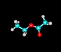 Ethyl acetate molecule isolated on black