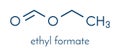 Ethyl formate ethyl methanoate molecule. Skeletal formula. Royalty Free Stock Photo