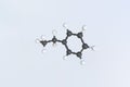 Ethylbenzene molecule, scientific molecular model, looping 3d animation Royalty Free Stock Photo