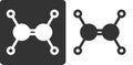 Ethylene ethene molecule, flat icon style. Carbon and hydrogen atoms shown as circles. Royalty Free Stock Photo