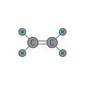 Ethylene molecule structure vector icon symbol isoalted on white background Royalty Free Stock Photo