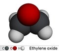 Ethylene oxide, oxirane C2H4O molecule. Molecular model. 3D rendering