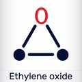 Ethylene oxide, oxirane C2H4O molecule. Skeletal chemical formula