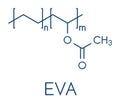 Ethylene-vinyl acetate EVA copolymer, chemical structure. Skeletal formula.