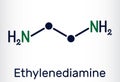 Ethylenediamine C2H8N2 molecule. It is basic amine, polyethylene amine, building block for the production of many chemical