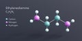 ethylenediamine molecule 3d rendering, flat molecular structure with chemical formula and atoms color coding