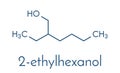 2-ethylhexanol 2-EH molecule. Used as solvent, fragrance component and chemical precursor. Skeletal formula. Royalty Free Stock Photo