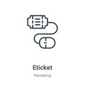 Eticket outline vector icon. Thin line black eticket icon, flat vector simple element illustration from editable marketing concept Royalty Free Stock Photo