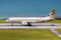 Etihad Airbus A320 airplane Mahe Seychelles airport
