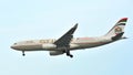 Etihad Airways Airbus A330 with F1 2014 livery landing at Changi Airport Royalty Free Stock Photo