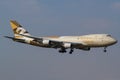 Etihad Cargo Boeing 747-400 airplane landing