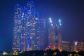 Etihad Towers buildings in Abu Dhabi at night Royalty Free Stock Photo