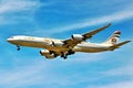 Etihad Airways Airbus A340 A6-EHA CN 784 landing at Los Angeles International Airport . Royalty Free Stock Photo