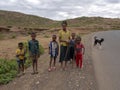 ETIOPIE, APRIL 22th.2019, Ethiopian children, often standing by the road and thinking about sweets ,April 22th. 2019, , Etiopia