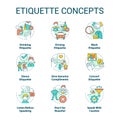 Etiquette concept icons set
