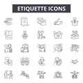 Etiquette line icons, signs, vector set, outline illustration concept