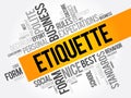 Etiquette word cloud collage, social business concept