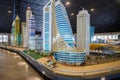 Etisalat Headquarters Tower 2 and other famous buildings on the world in Miniland of Legoland Royalty Free Stock Photo