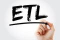 ETL - Extract Transform Load acronym with marker, technology concept background